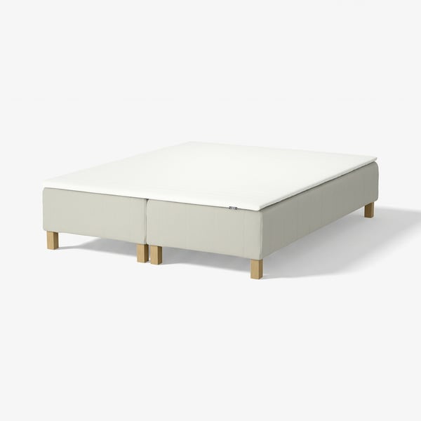 RENFJÄLLET Boxmadras med pocketfjedre, inkl. ben og topmadras medium/Knisa lys beige Näsfjället, 160x200 cm
