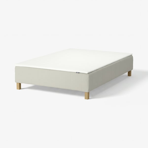 RENFJÄLLET Boxmadras med pocketfjedre, inkl. ben og topmadras medium/Knisa lys beige Näsfjället, 140x200 cm