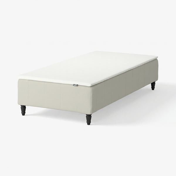 RENFJÄLLET Boxmadras med pocketfjedre, inkl. ben og topmadras medium/Knisa lys beige Näsfjället, 80x200 cm