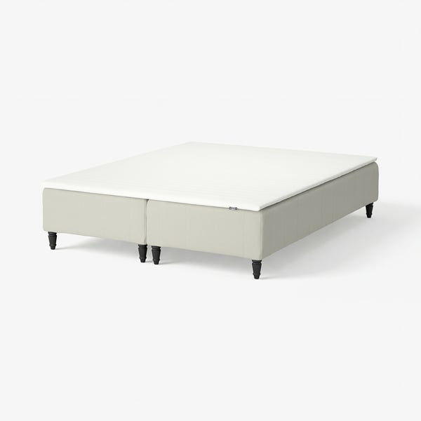RENFJÄLLET Boxmadras med pocketfjedre, inkl. ben og topmadras medium/Knisa lys beige Näsfjället, 160x200 cm