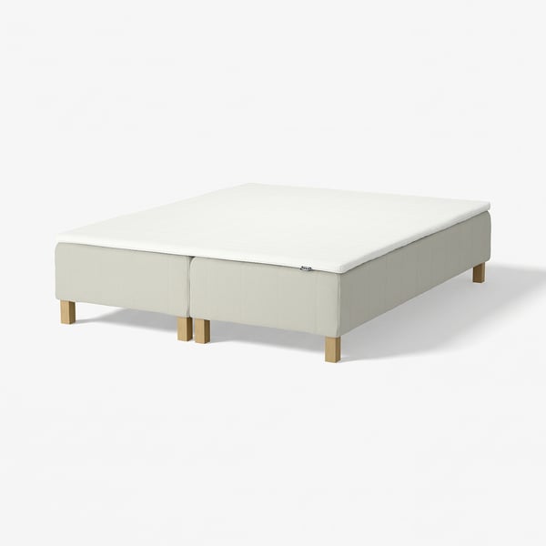 RENFJÄLLET Boxmadras med pocketfjedre, inkl. ben og topmadras medium/Knisa lys beige Nisseholm, 160x200 cm