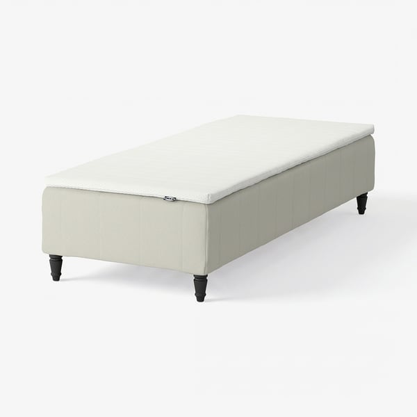 RENFJÄLLET Boxmadras med pocketfjedre, inkl. ben og topmadras medium/Knisa lys beige Nisseholm, 80x200 cm