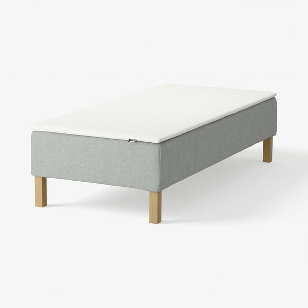 RENFJÄLLET Boxmadras med pocketfjedre, inkl. ben og topmadras medium/Tibbleby beige/grå Näsfjället, 80x200 cm