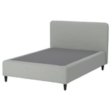 RENFJÄLLET Underseng med pocketfjedre, inkl. ben og sengegavl medium/Tibbleby beige/grå, 140x200 cm