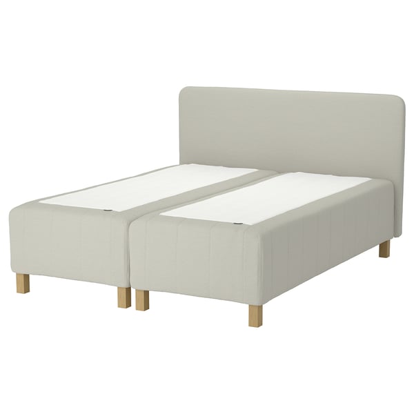 RISHÖJDEN Boxmadras med pocketfjedre, 7 zoner, inkl. ben og sengegavl medium/Knisa lys beige, 160x200 cm