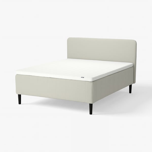 RISHÖJDEN Boxmadras med pocketfjedre, 7 zoner, inkl. ben, topmadras og sengegavl medium/Knisa lys beige Norrsele, 180x200 cm