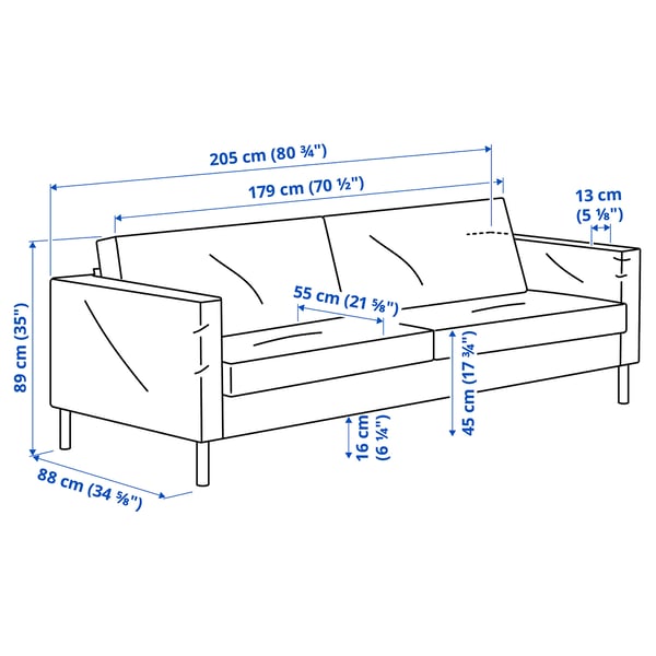 SALTSJÖBADEN 3-pers. sofa, Tonerud rødbrun