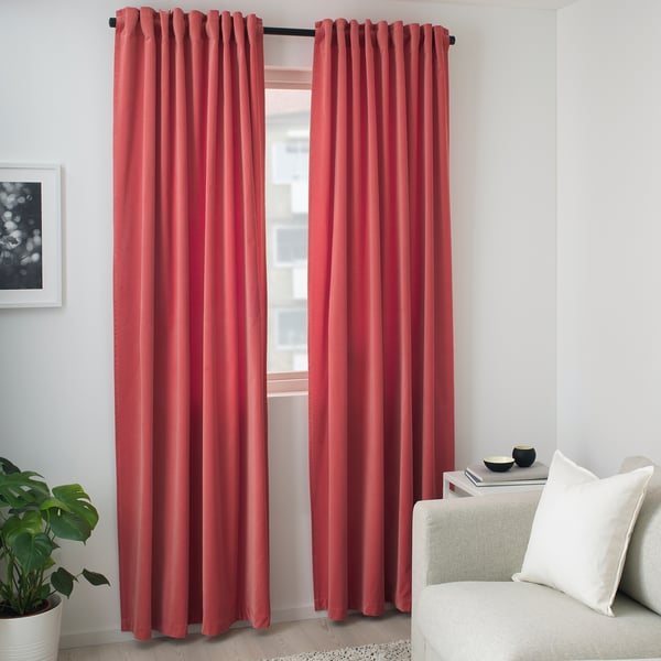 SANELA Lysdæmpende gardiner, 2 stk. koralrød 300 cm 140 cm 2.51 kg 4.20 m² 2 stk