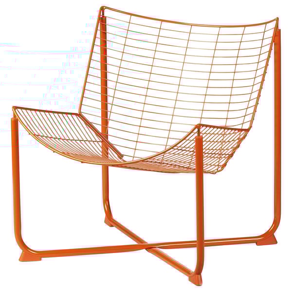 SKÅLBODA orange wire stol, moderne klassisk design med skålformet sæde og ryg, pulverlakeret stålstel.