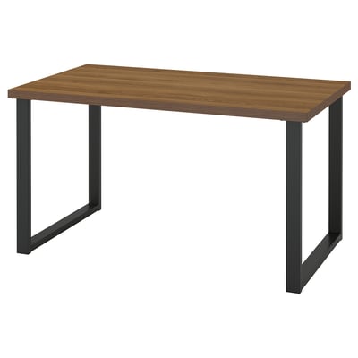 SKÅLSTA Bord, valnøddetræsmønster/U-formet gråsort, 140x80 cm