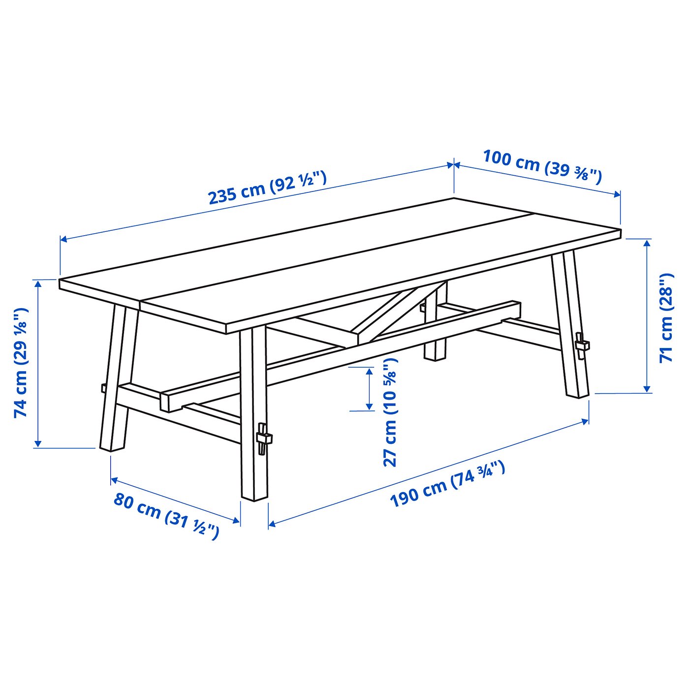 Møbelmontering SKOGSTA / SKOGSTA Bord og 6 stole, akacie/sort, 235 cm