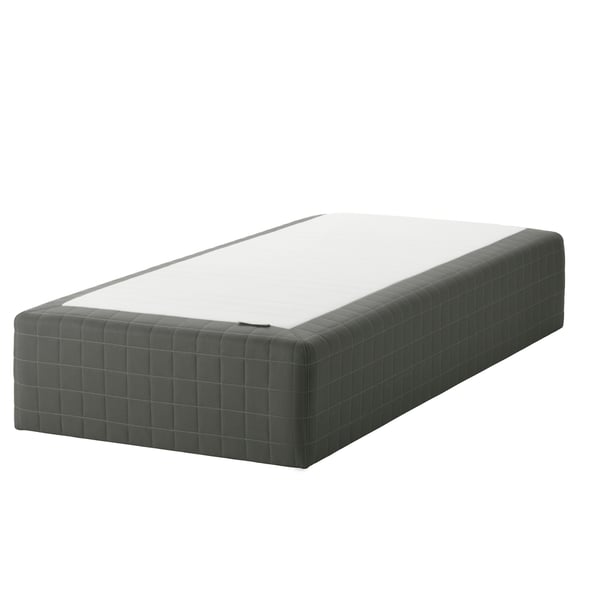 SKOTTERUD grå skummadras, quiltet mønster, rektangulær form, soft-touch materiale.