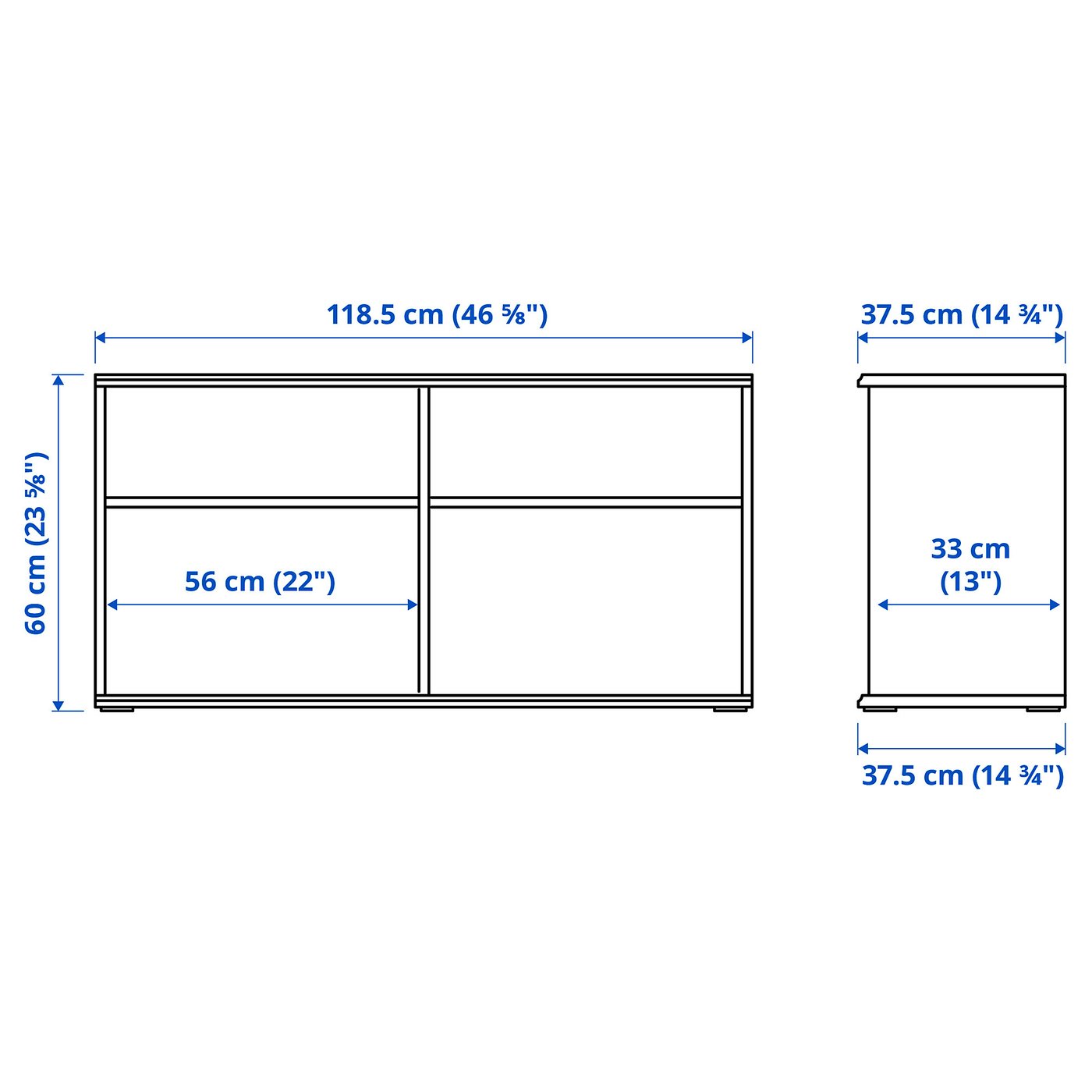 SKRUVBY hvid, 118x38x60 cm -