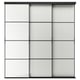 Mulighed: SKYTTA, moderne minimalistisk garderobe med matterede glaspaneler, slank sort aluminiumsramme.