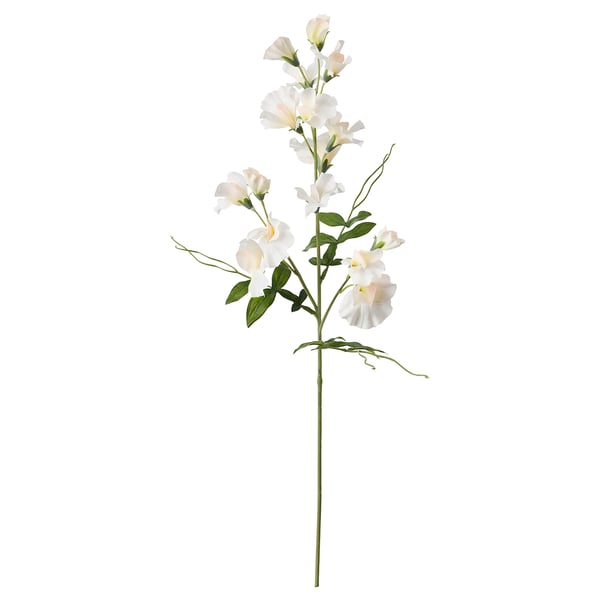 Hvid SMYCKA kunstblomsterstængel med sarte blomster. Fremstillet af genbrugsmaterialer.