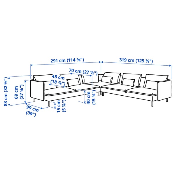 SÖDERHAMN Hjørnesovesofa, 6 pers., Fridtuna lys beige