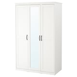SONGESAND garderobe - hvid, spejldør, sorte håndtag.