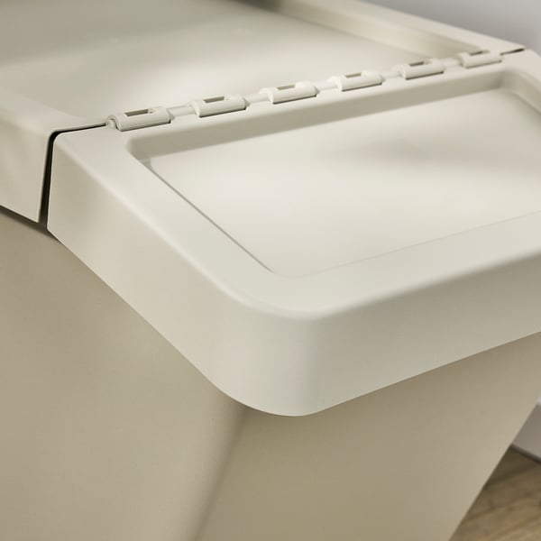 SORTERA Sorteringsspand med låg, beige, 60 l