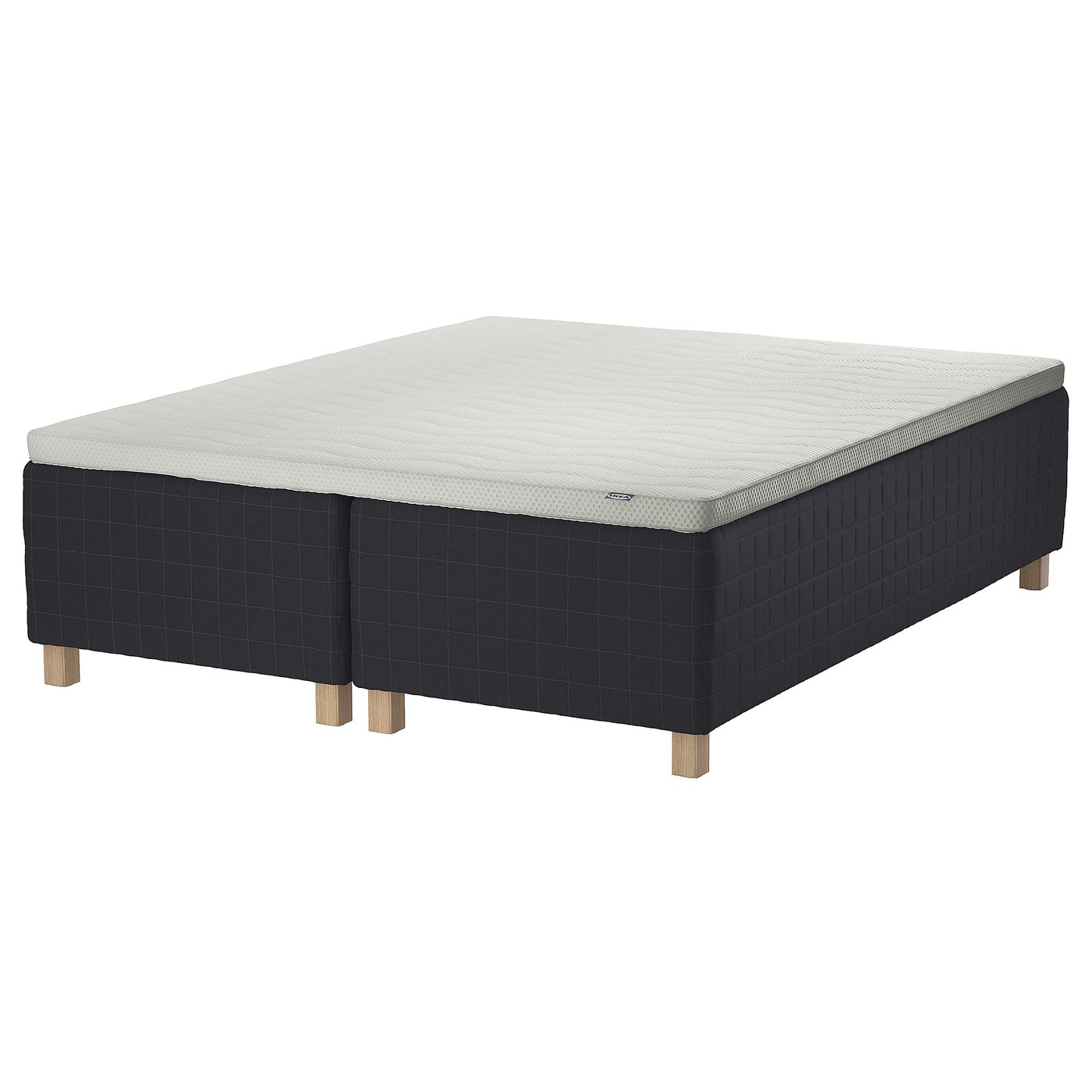IKEA - STAVANGER boxmadras med topmadras, medium antracit/Norrsele hvid, 180x200 cm