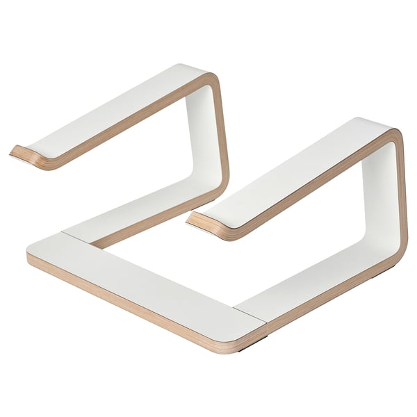 STENERIK hvid bærbar stander, slankt trædesign, ergonomisk og luftig.