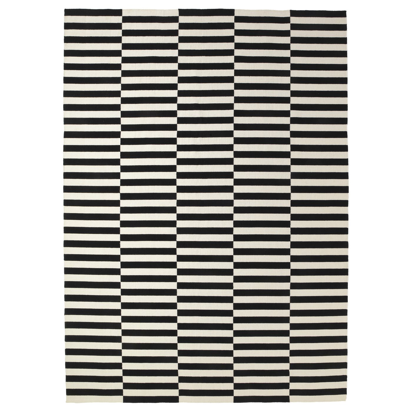 STOCKHOLM Tæppe, fladvævet - håndlavet/stribet sort/råhvid 250x350 cm