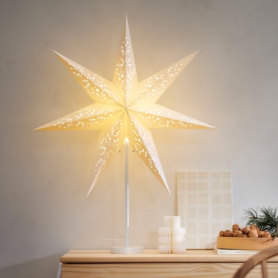 STRÅLA Lampeskærm, papir stjerne/blonde hvid, 70 cm