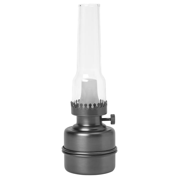 STRÅLA LED borddekoration, glas batteridrevet/mørkegrå, 19 cm