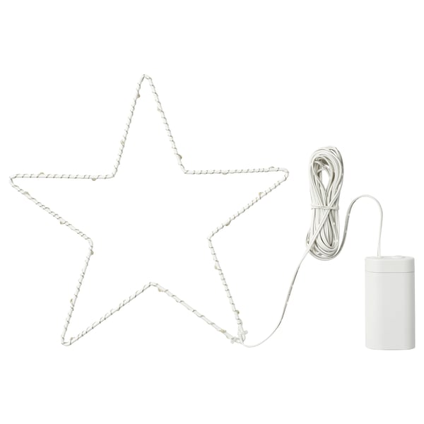STRÅLA LED-dekorationsbelysning, batteridrevet/stjerneformet sølvfarvet, 27 cm