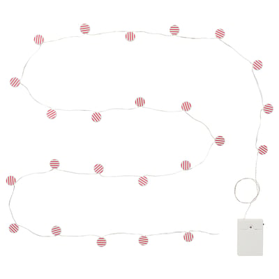 STRÅLA LED-lyskæde, karamel batteridrevet/rød, 2.8 m