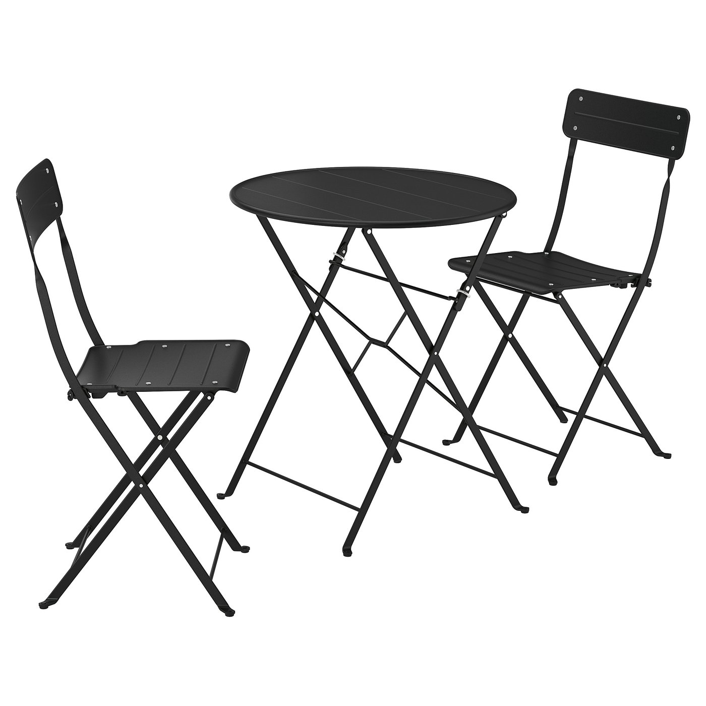 Møbelmontering SUNDSÖ Bord og 2 klapstole, udendørs antracit/antracit, 65 cm