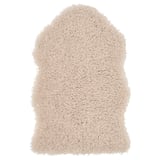Blødt beige, genanvendt polyestertæppe, rektangulær form, plysdesign.