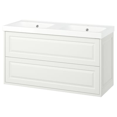 TÄNNFORSEN / ORRSJÖN Skab til vask m skuffer/vask, hvid, 122x49x69 cm