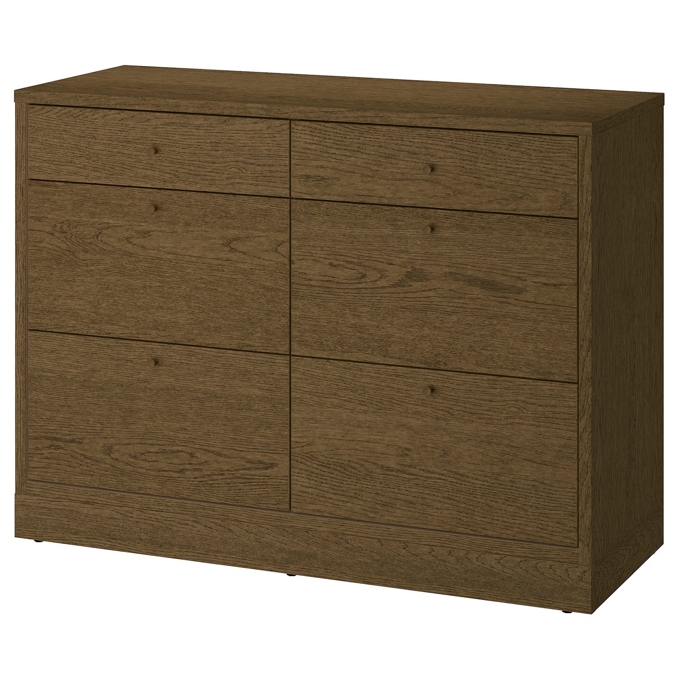 Møbelmontering TONSTAD Kommode 6 skuffer, brun egetræsfiner med bejdse, 120x47x90 cm