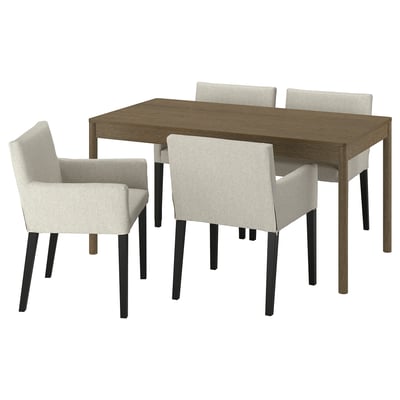 TONSTAD / MÅRENÄS Bord og 4 stole, brun egetræsfiner/GUNNARED beige sort, 150x80 cm