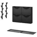 Black TRONES opbevaringssæt: skoskab, vægophæng, måtte. Minimalistisk, moderne design.