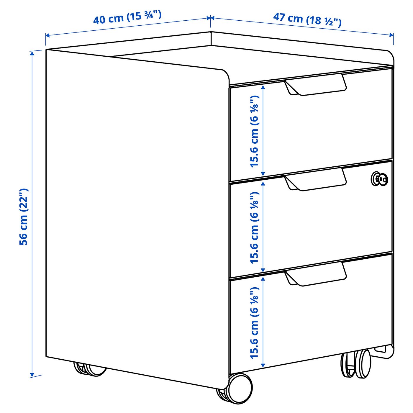 TROTTEN Skuffeelement 3 og hjul, antracit - IKEA