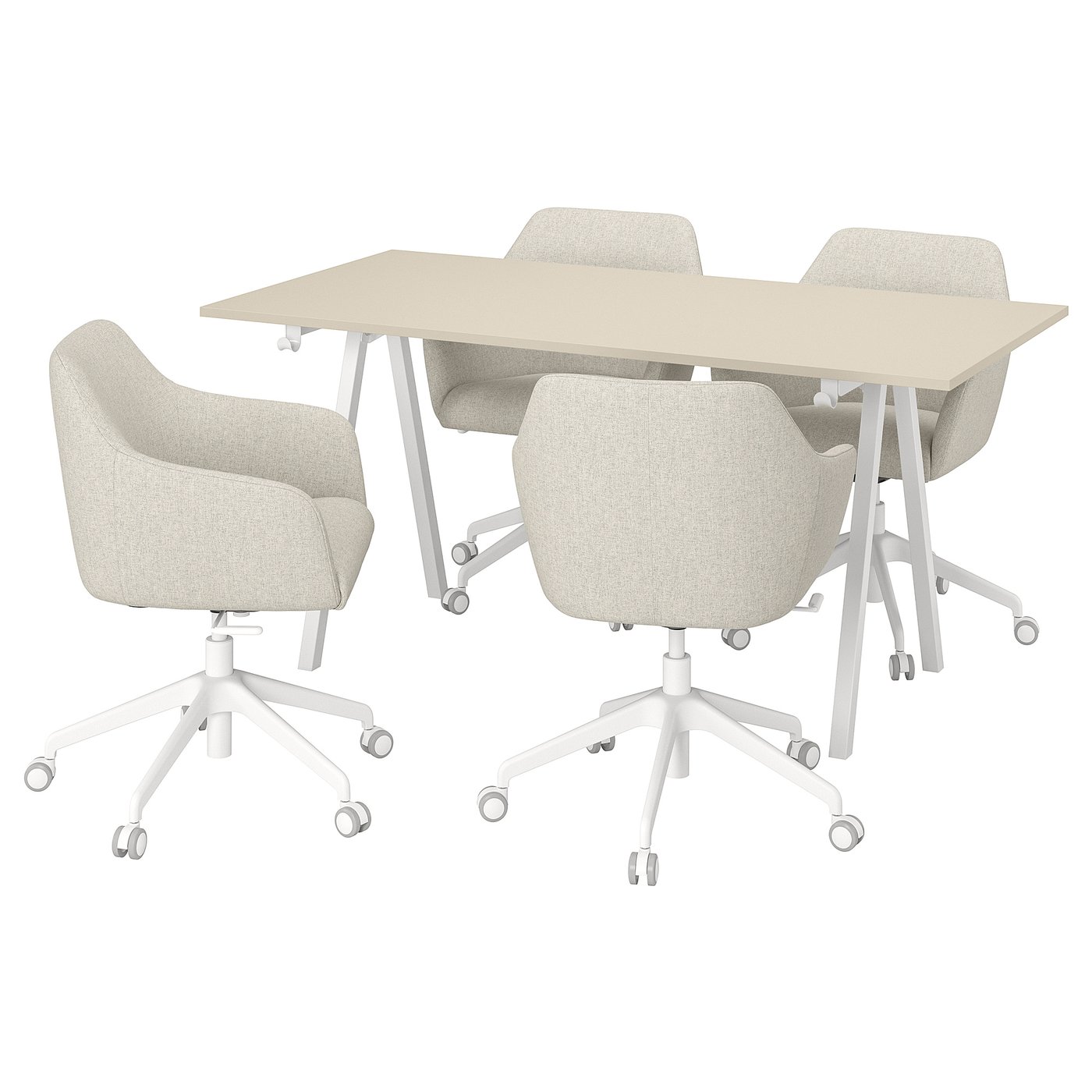 Møbelmontering TROTTEN / TOSSBERG Konferencebord og stole, beige/hvid, 160×80 cm