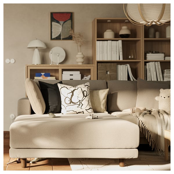 UPPÅKRA Chaiselongmodul, med armlæn venstre/Johanneshov brun-beige