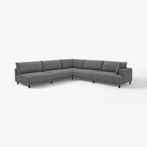UPPÅKRA sektionssofaen er grå, moderne og designet til komfort med en synkende fornemmelse og store puder.