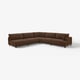 Brun L-formet UPPÅKRA-sofa med bløde puder, moderne design og træben.