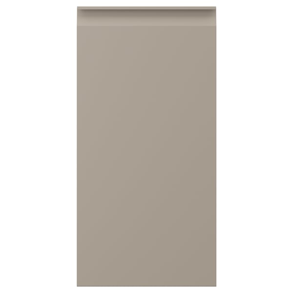 Beige UPPLÖV skabsfront med slanke kanter og integreret greb.