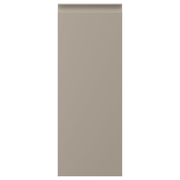 En beige UPPLÖV køkkenlåge med et slankt, moderne design med et sømløst integreret greb.