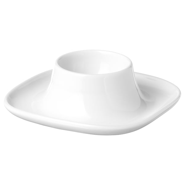 VÄRDERA æggebæger i hvidt porcelæn på bakke, enkelt design, holdbart materiale.