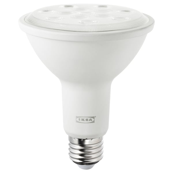 IKEA VÄXER led plante vokse let, hvid, rund, ribbet design.