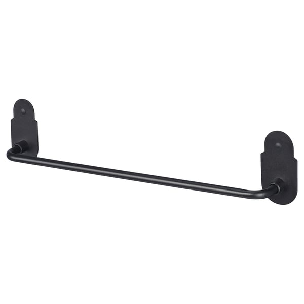 Sort valasjon håndklædestang, klassisk design, metalstang med sort finish, vægmonterbar.