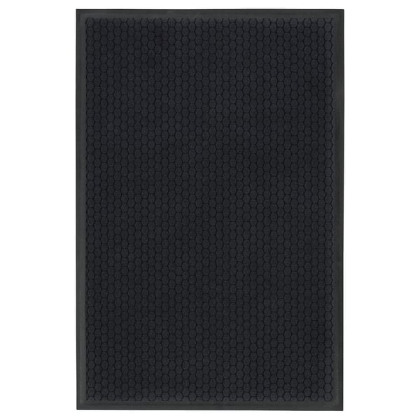 VATTENVERK sort dørmåtte, sekskantet mønster, genanvendt polyester, rektangulær form.