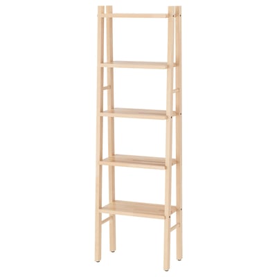 VILTO reol i lys birke, højt, slankt, stigeformet design.