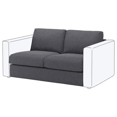 VIMLE grå sofa, moderne design, slidstærkt polyesterstof, tofarvet meleret effekt.