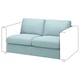 Lyseblå VIMLE sofa med rene linjer og bløde hynder. Moderne, minimalistisk design.