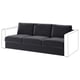 Moderne VIMLE sofa i mørkegråt velour med slanke linjer og aftagelige hynder.